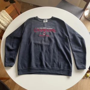 Mörkblå vintage sweatshirt från Lee - Säljer en mörkblå autentisk Cleveland Guardians sweatshirt från Lee med trycket '2001 AL Central Division Champions'. Tröjan har damstorlek large, men passar som en medium för grabbar och är i mycket bra skick. Väldigt skön!