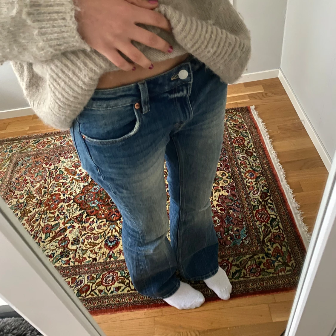 Blå bootcut jeans - 4