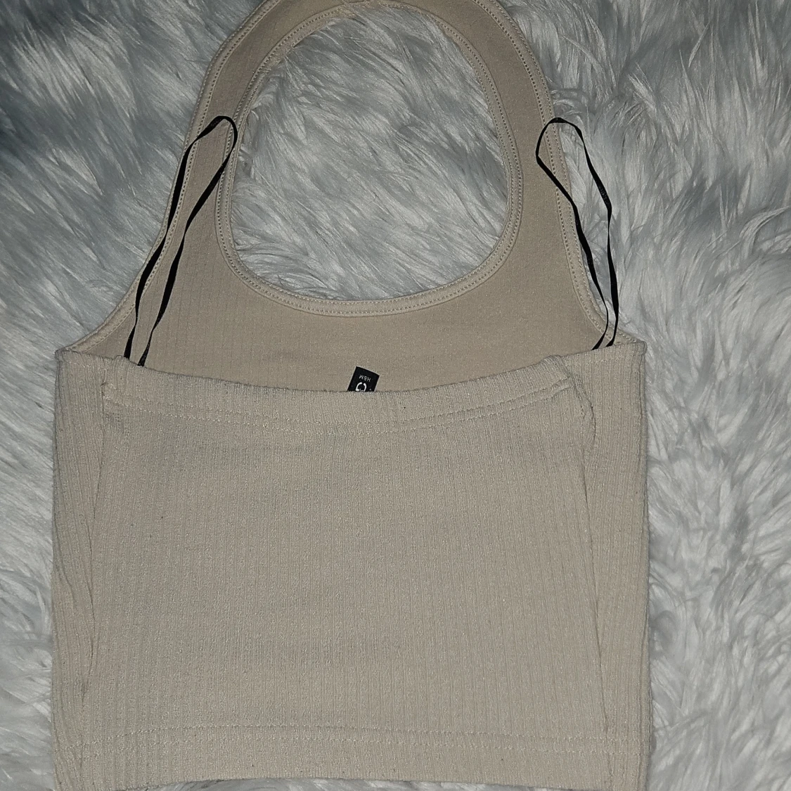 Beige ribbad linnetopp från H&M Divided - 1