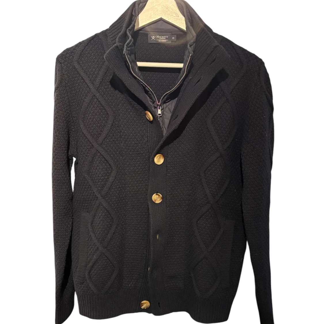 Navy stickad kofta från Hackett