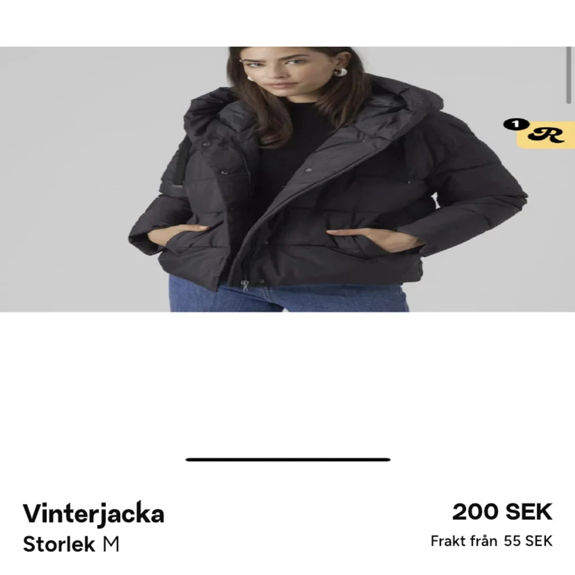 Svart  puffer vinterjacka - 90