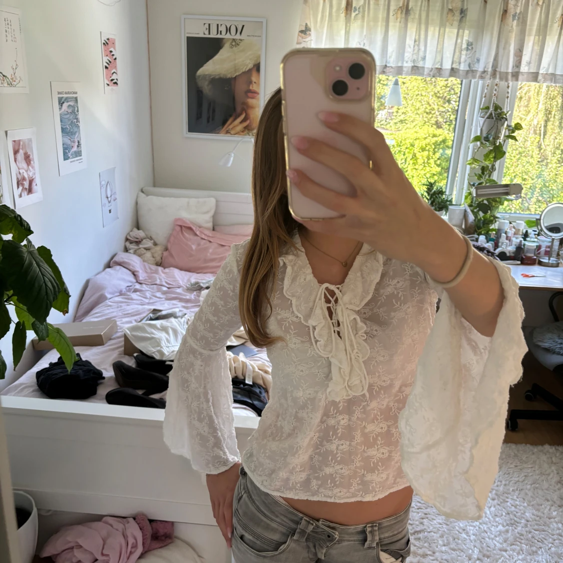 Vit mönstrad blus  - 90