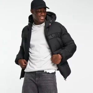 Tommy Hilfiger NY high loft hooded puffer jacket in black - Tommy Hilfiger Newyork high loft hooded puffer jacket in black.  Size L Fits M-XL =depending on fitting preferences.