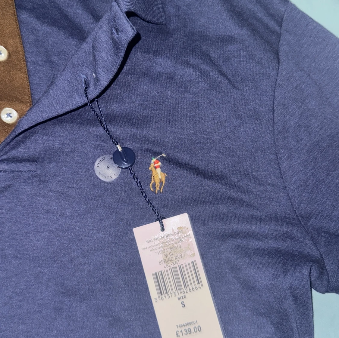 Blå långärmad pikétröja från Ralph Lauren - 2