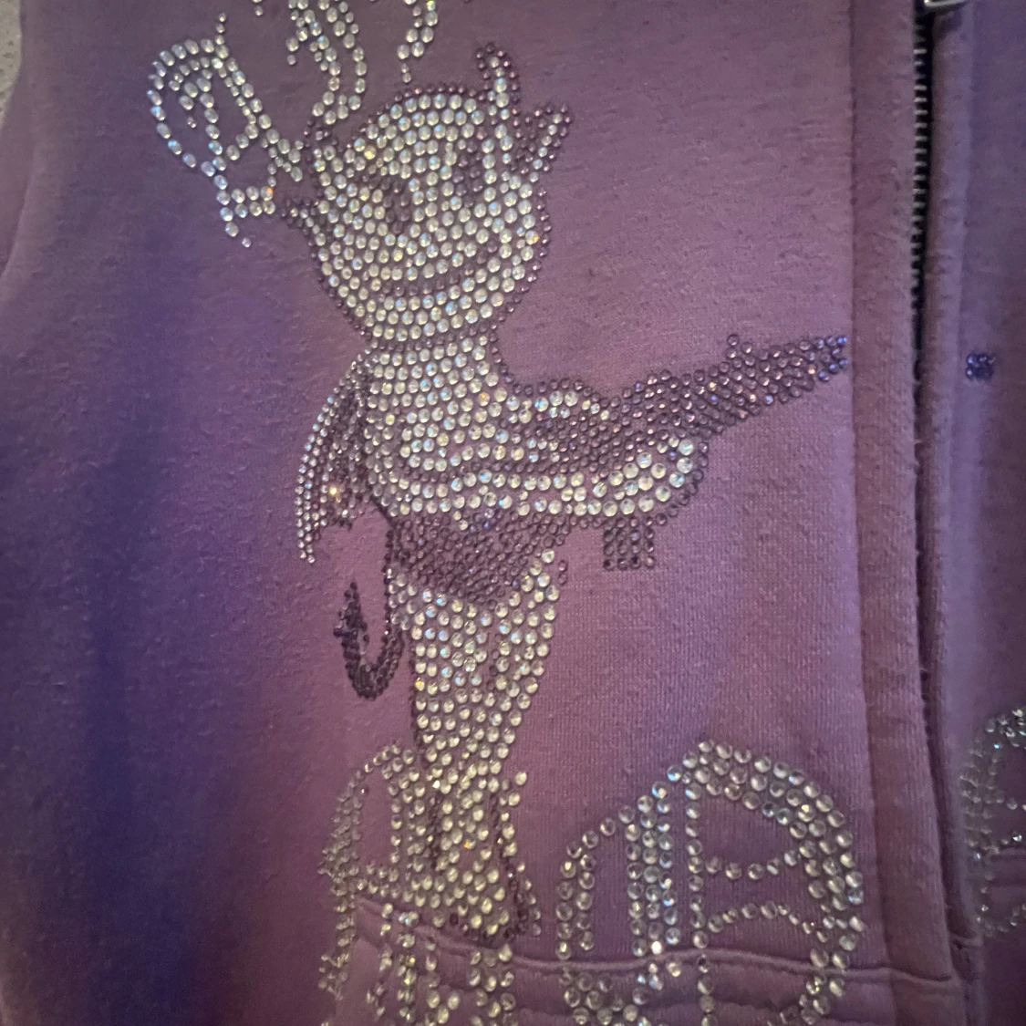 Lila hoodie med strassdetaljer - 1