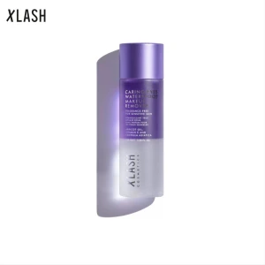 Caring Eyes Waterproof Makeup Remover - XLASH Cosmetics Caring Eyes Waterproof Makeup Remover är perfekt för känslig hud. Den innehåller aprikosolja, vitamin B5 och centella asiatica för att skonsamt ta bort smink. Förpackningen är stilren och lila, vilket ger en lyxig känsla. Perfekt för att effektivt ta bort vattenfast smink utan att irritera huden.