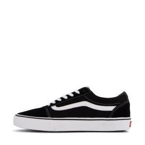 Svarta sneakers från Vans - Klassiska svarta sneakers från Vans med vit sula och snörning. Skorna har den ikoniska vita sidostripen och är perfekta för en avslappnad stil.typ använda 2 gånger