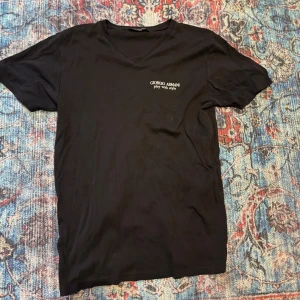 Giorgio Armani t shirt - Riktigt fet t shirt ny pris är runt 3000kr men den är en gammal och sliten model där av pris storleken är M men lappen är borta hör av er med frågor