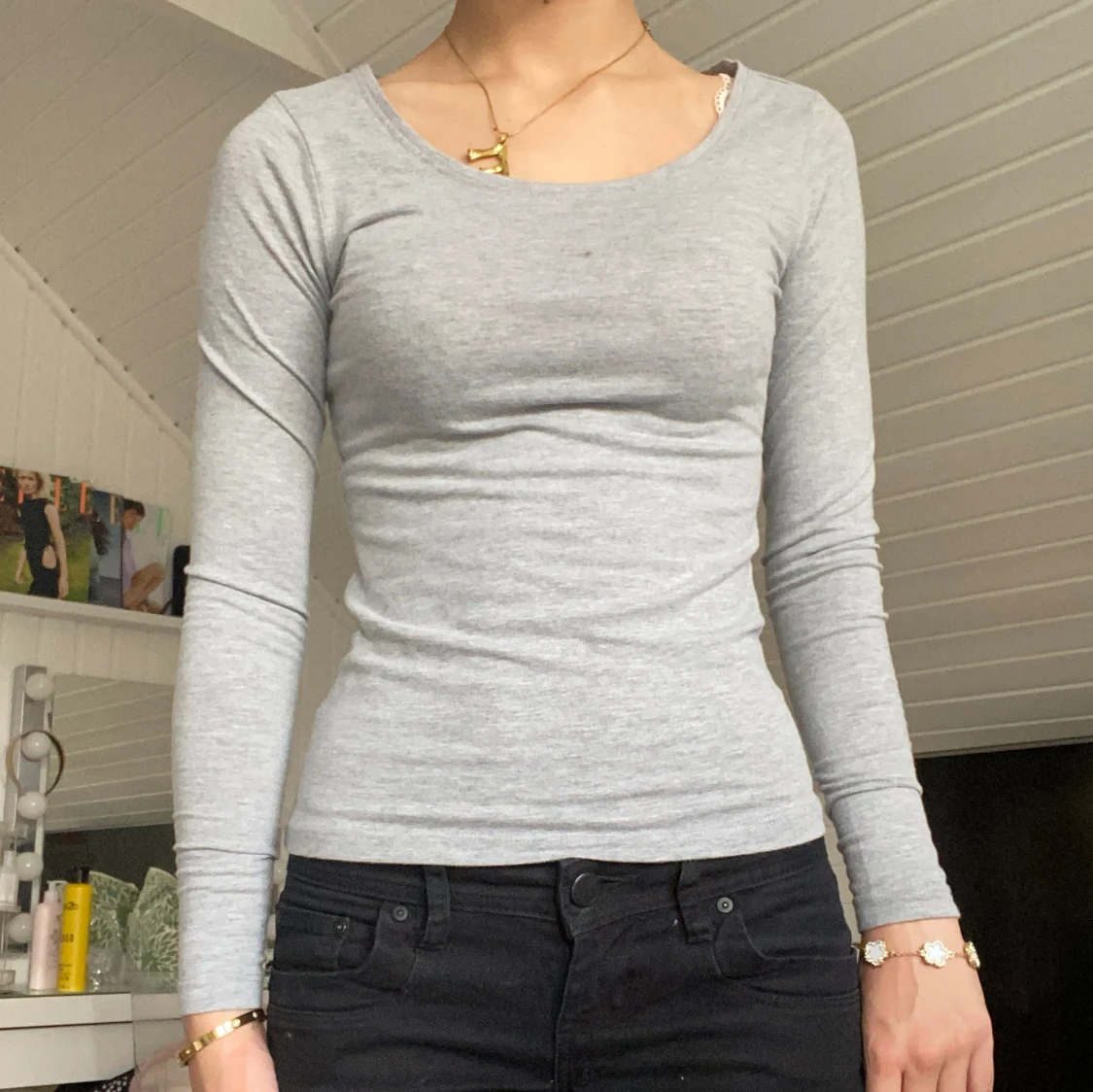 Grå långärmad topp - 90