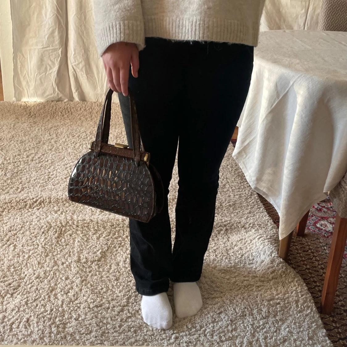 Brun väska i kalvskinn - 90