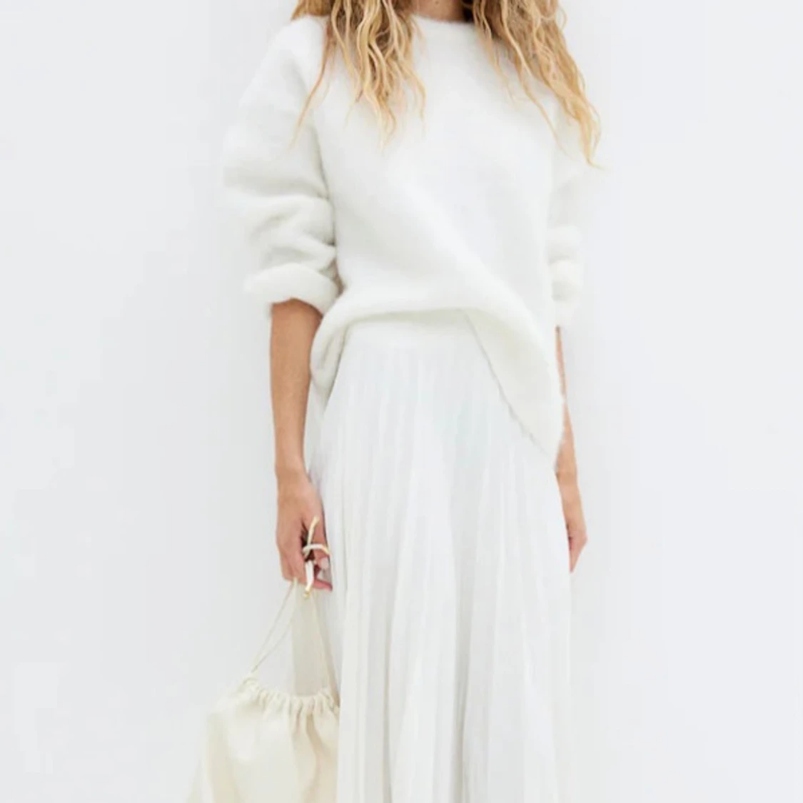 Vit stickad mohanir tröja H&M  - 90