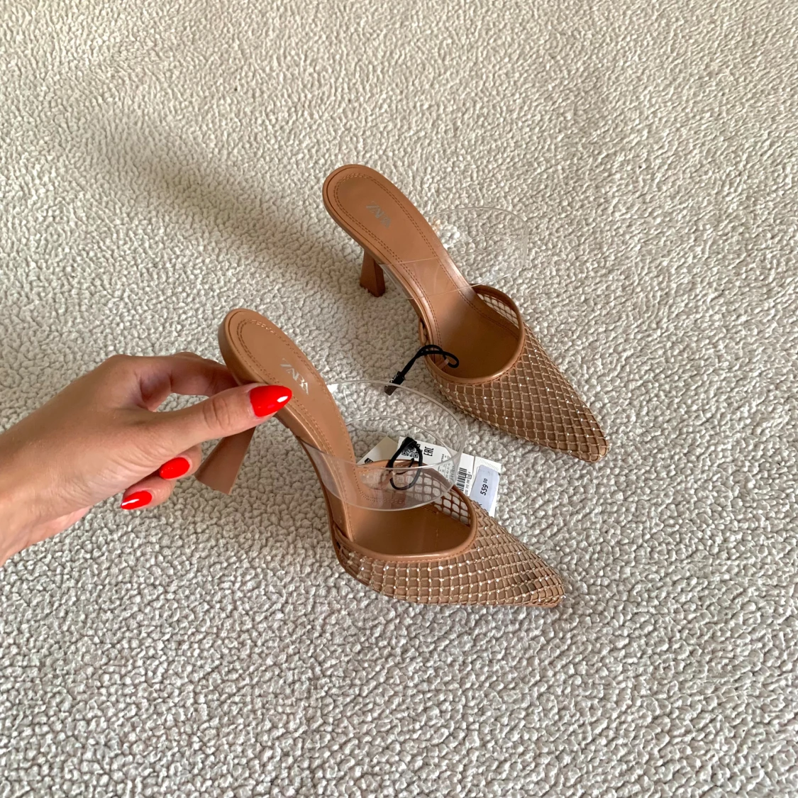 ZARA glittriga klackar med nät och strass