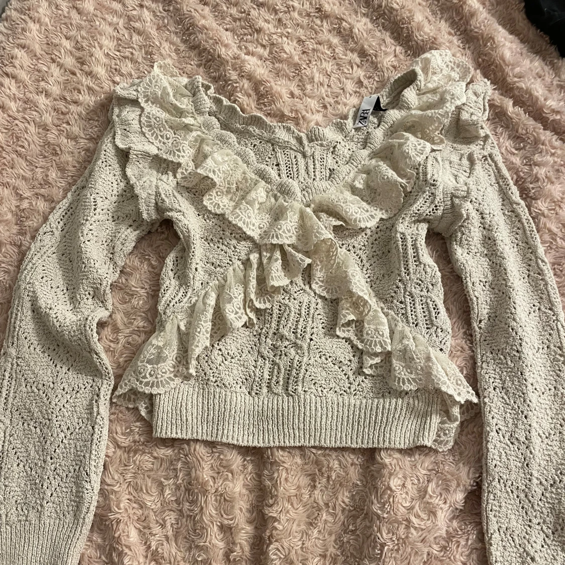 Zara stickad volang topp  - 90