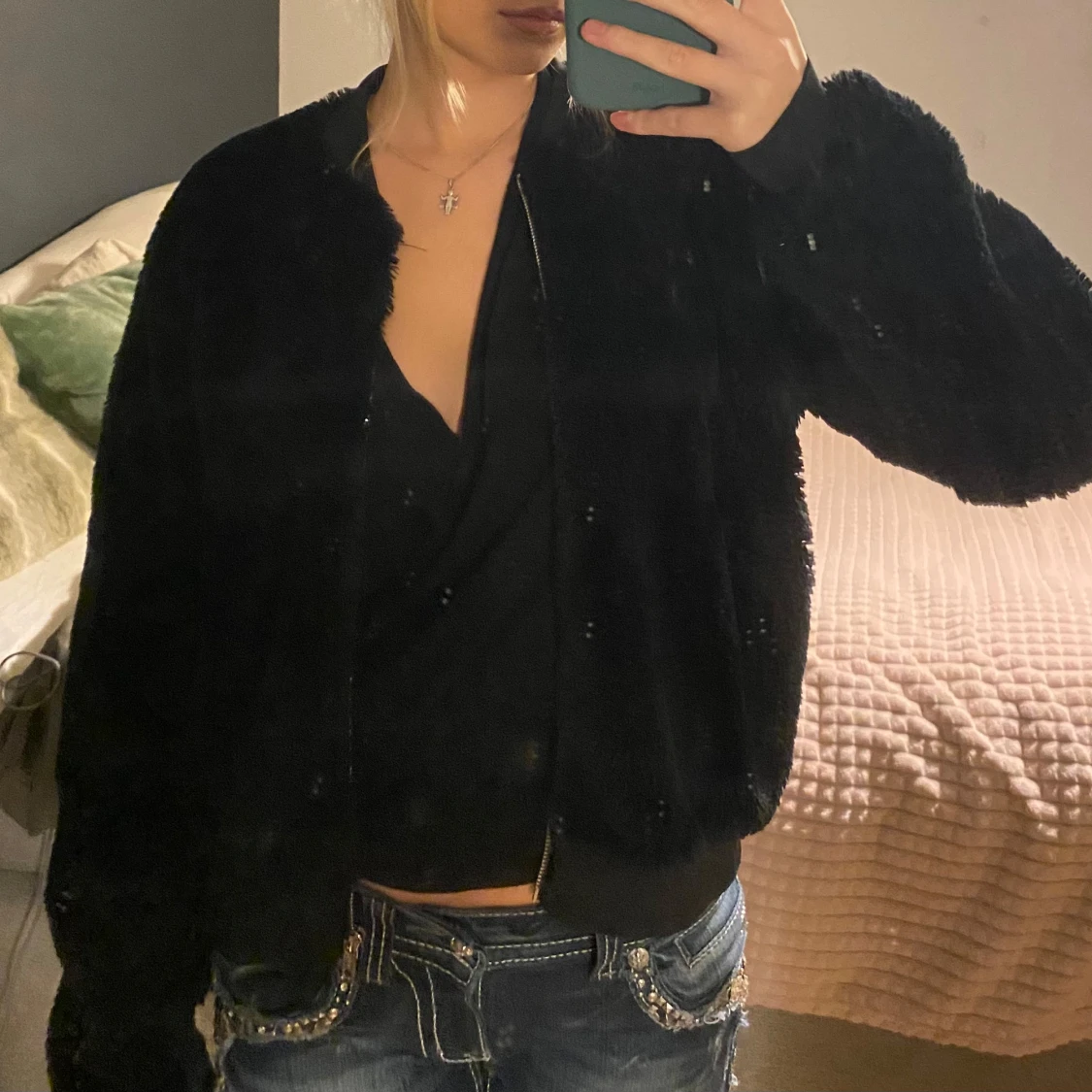 Svart pälsjacka - 90