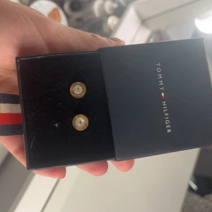 Guldörhängen från Tommy Hilfiger - Snygga guldörhängen från Tommy Hilfiger med en glittrande sten i mitten. Perfekta för att ge en touch av elegans till vilken outfit som helst. Kommer i originalförpackning, så de är också en fin presentidé! Nypris 600kr mitt pris 300kr