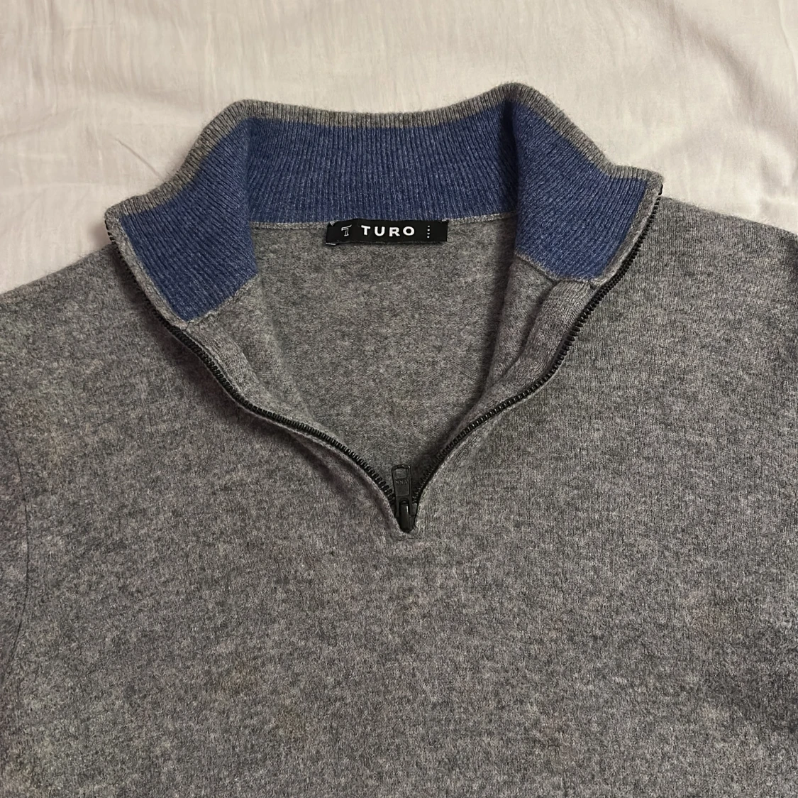Grå cashmere half zip - 1