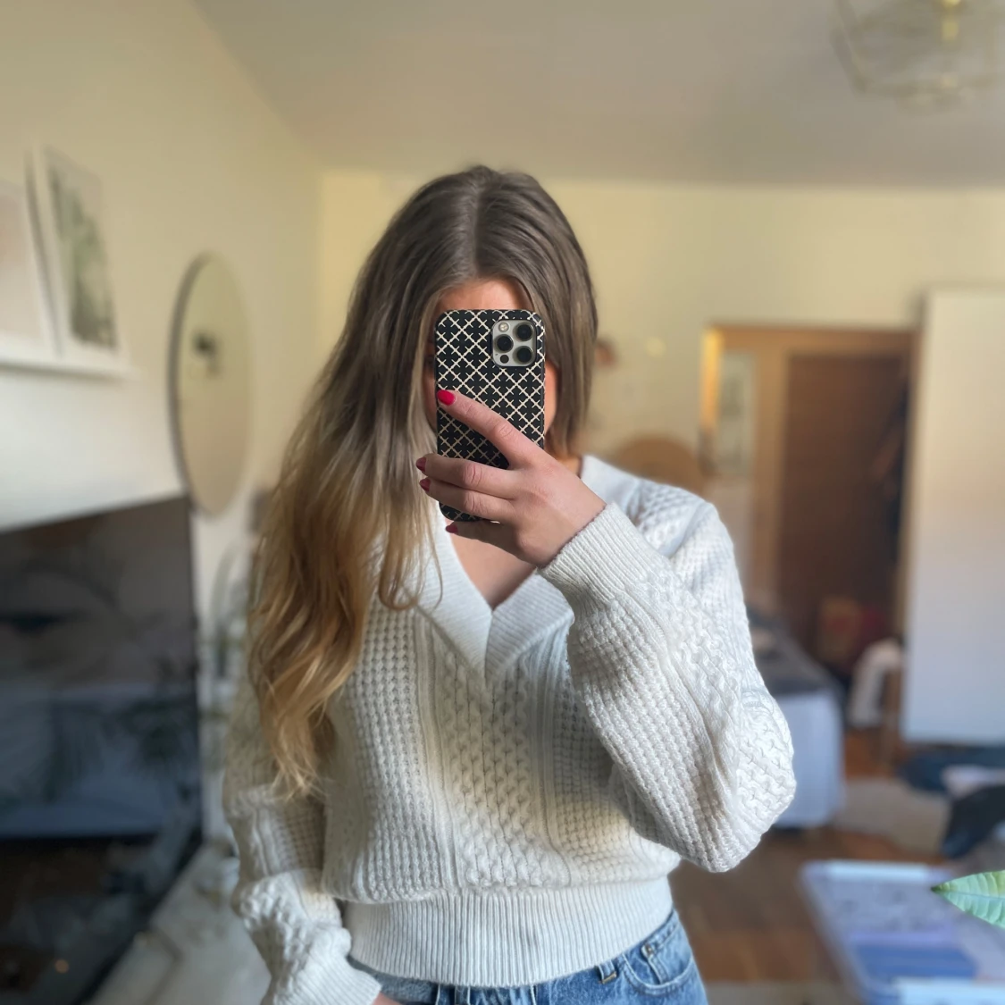 Vit stickad tröja H&M - 90