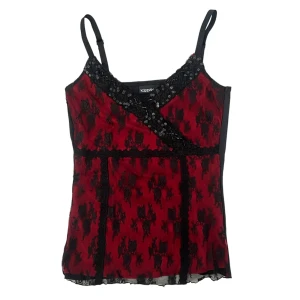 Spetslinne - Så fint rött spetslinne💞 Spetsen har lossnat lite på den högra sidan - bild 3. 