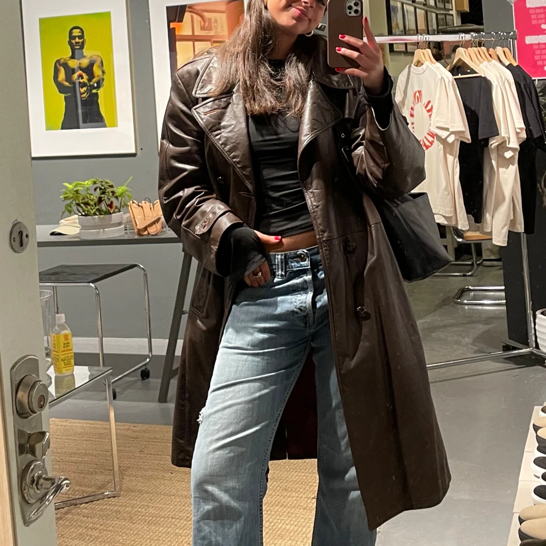 Lädertrenchcoat - 90