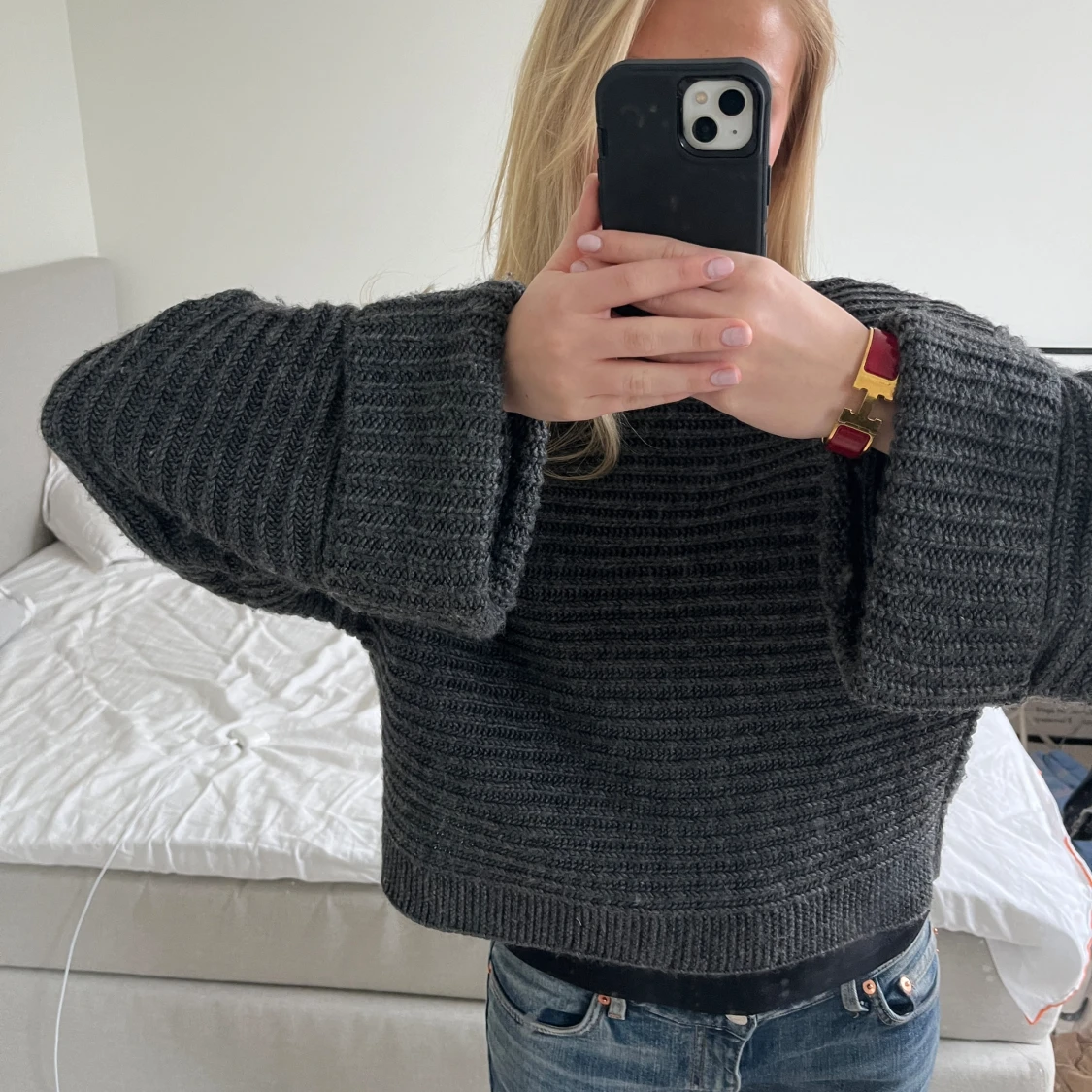 Grå stickad tröja💕 - 90