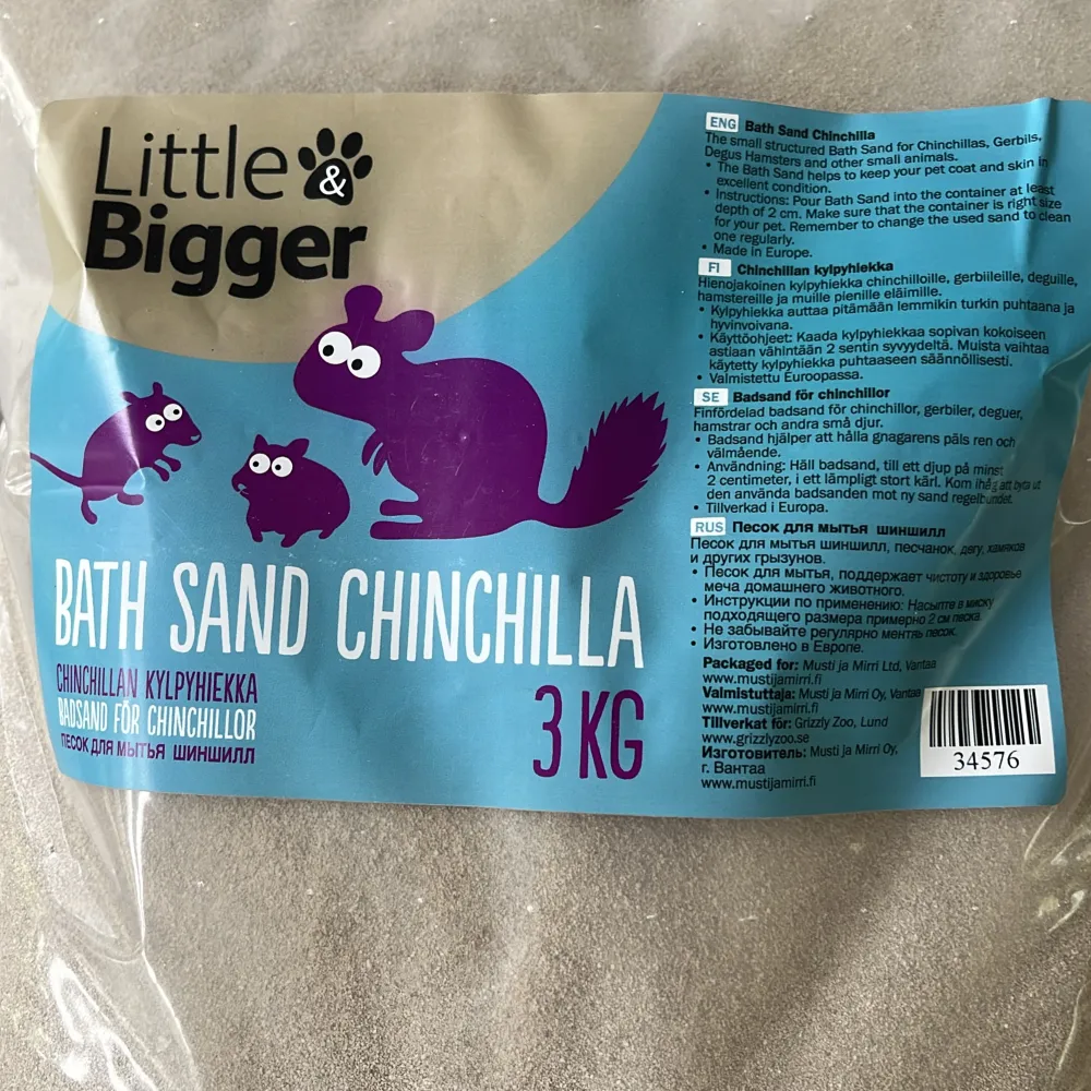 Oöppnat sand bad för hamstrar och chinchillor 3 kg sand.. Övrigt.