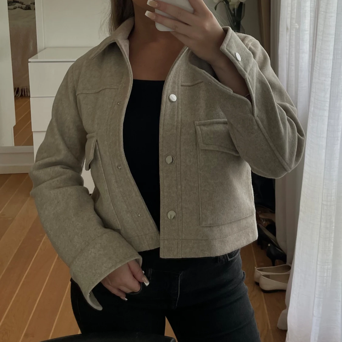 Beige kort kappa - 91