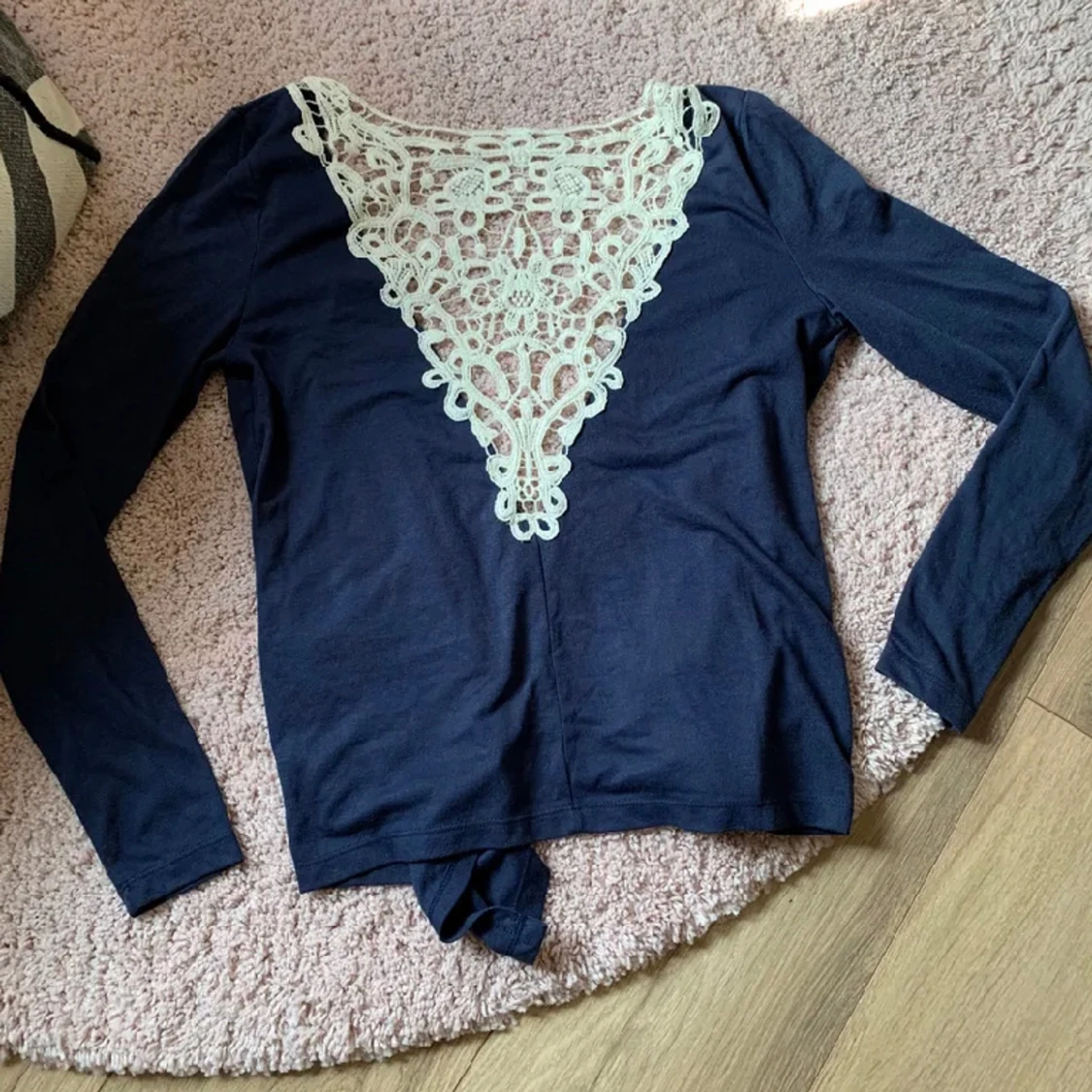 Kofta spets blå S only top tröja öppen vacker