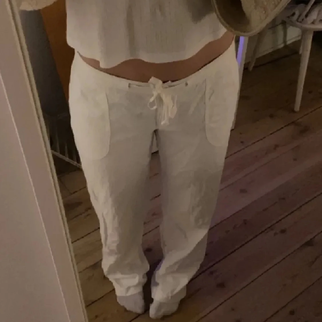 lågmidjade linnebyxor  - 90