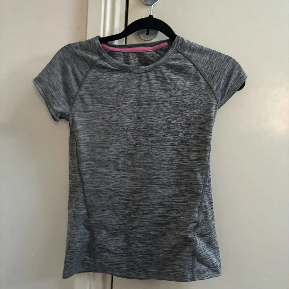 En vanlig grå tajt träningströja som jag ej använder. T-shirts.