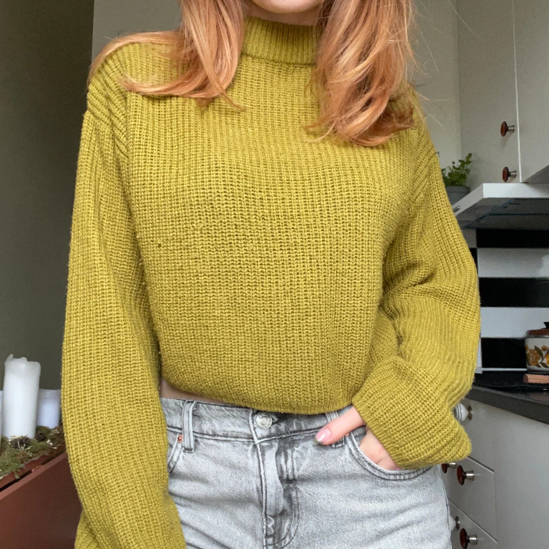 Mossgrön stickad tröja 