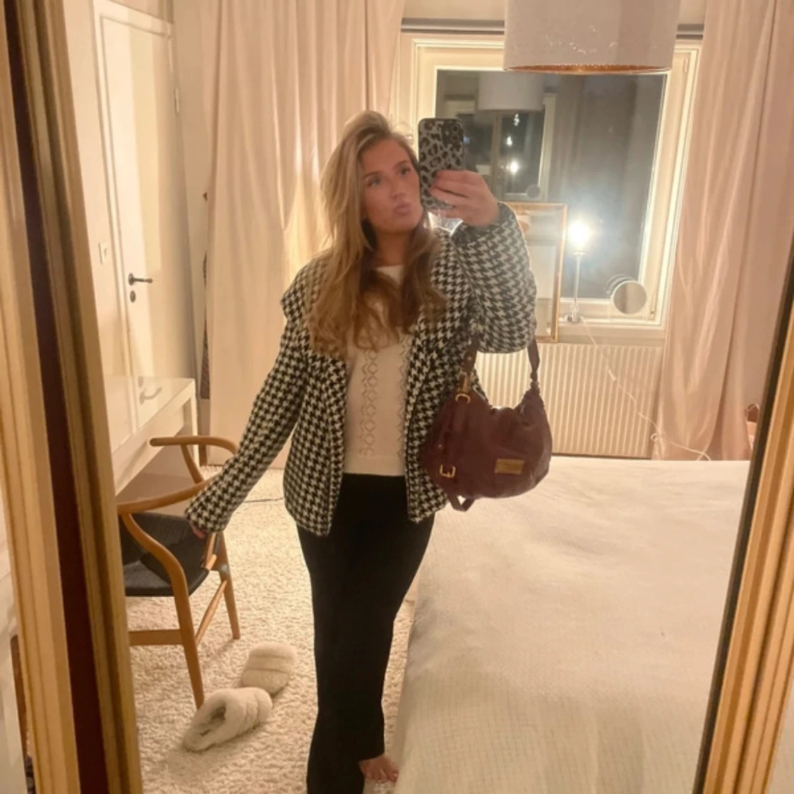 Mönstrad kort kappa  - 91