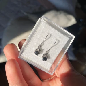 Örhängen  - Oöppnad förpackning, aldirg använt, nickelfria, classic silver droppy hook black
