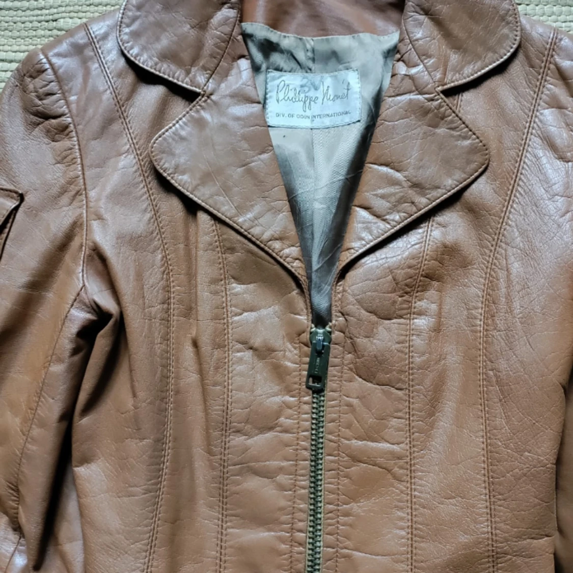 Läder jacka leather vintage ljusbrun 70 tan - 91