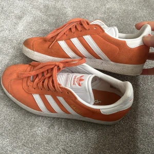 Sneakers - Säljer dessa  sneakersna som är perfekta nu till   sommaren!! Kan verkligen göra en tråkig outfit roligare🧡köpta i april 2023 för 1199kr och är mycket sparsamt använda. Har lite mörka fläckar framtill, men säkert något som går borsta med mockaborste!