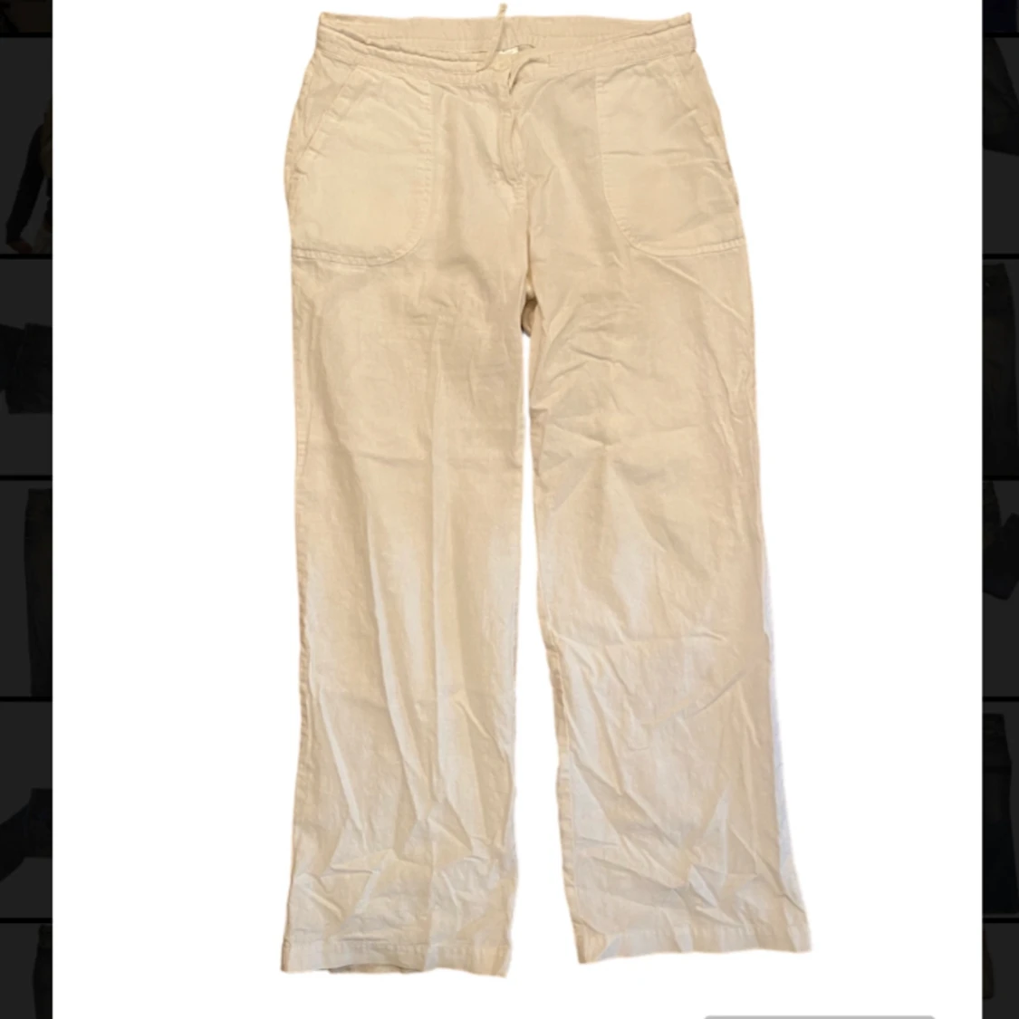 Vita lågmidjade linnebyxor - 90