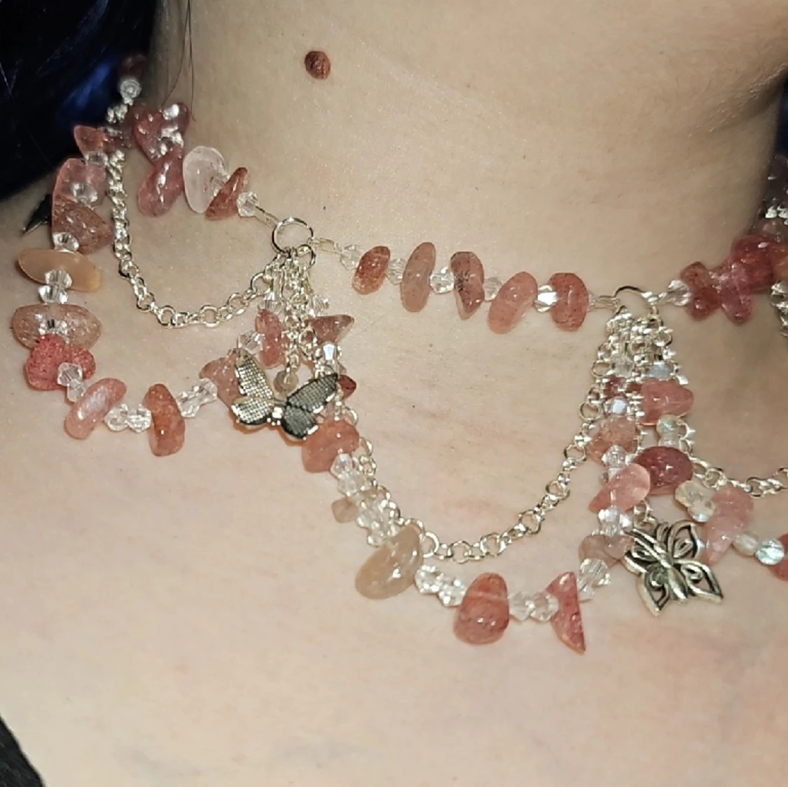 Jordgubbskvarts halsband - 91