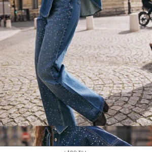 Zara Jeans med pärlor .  - RAKA JEANS Z1975 MED HÖG MIDJA FULL LENGTH OCH DEKORPÄRLOR, får zara. Använda 1 gång. Ångrat köp. Säljer för 300. +frakt. Storlek 38.