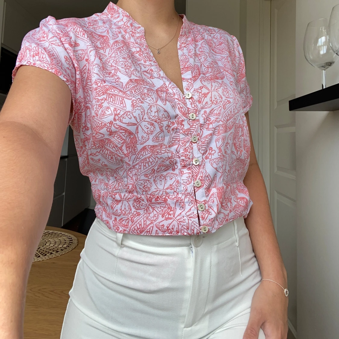 Mönstring rosa blus