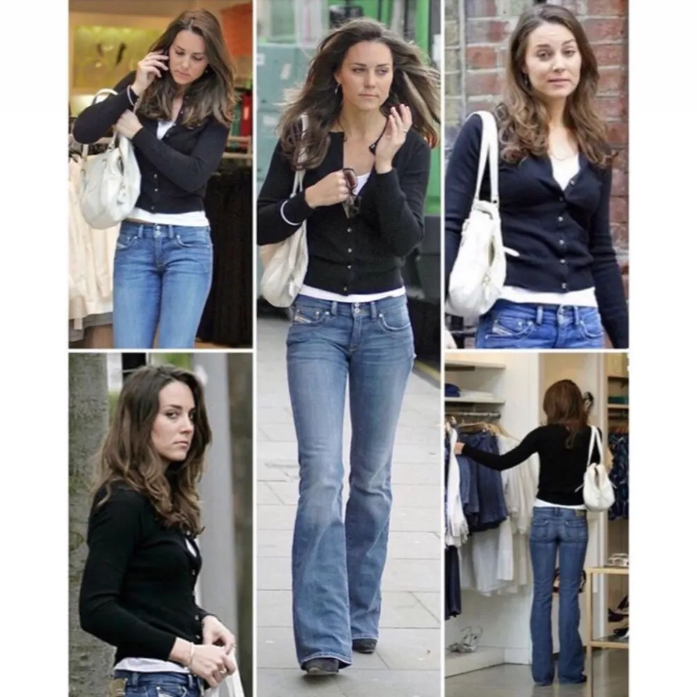säljer exakt likadana Diesel jeans som Kate Middleton bär på bild 1 så snygga 😍slitna vid hälarna annars fint skick. Midja mätt rakt över 36, innerben 83 . Jeans & Byxor.