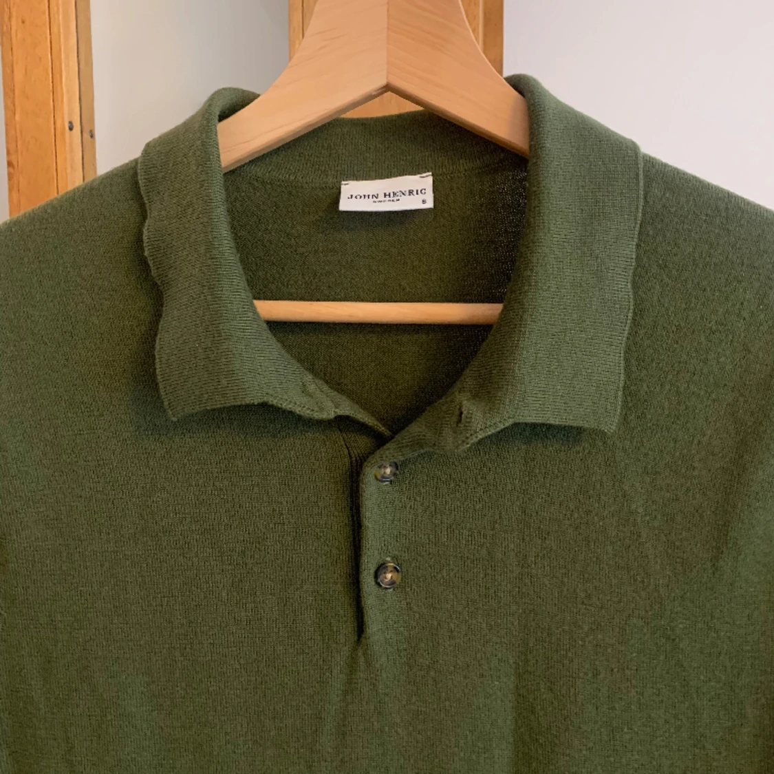 John Henric pikétröja grön merinoull - 90
