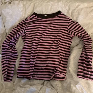 Brun rosa randig tröja - Fin långärmad tröja