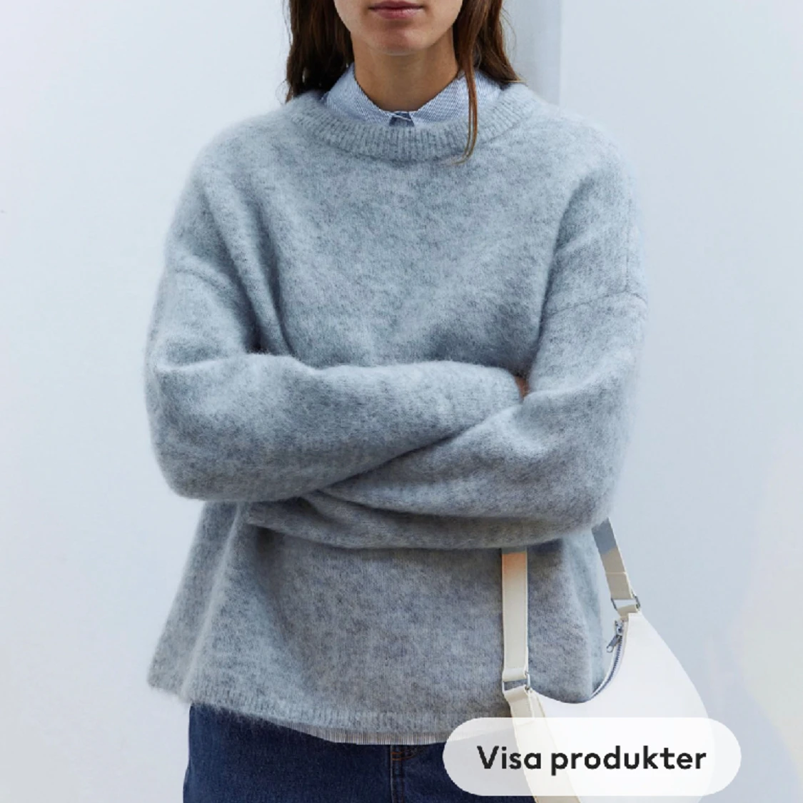 Mohair/ wool blend stickad tröja 