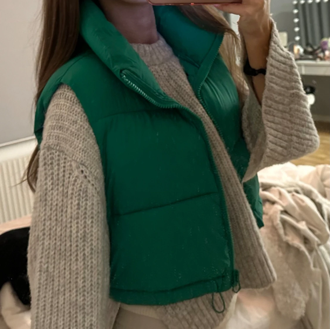 Grön puffer väst  - 90