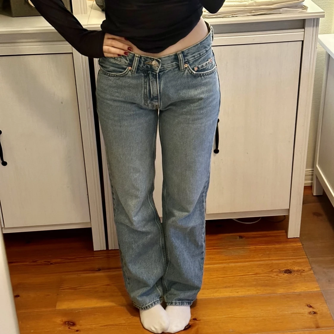 Lågmidjade raka jeans 