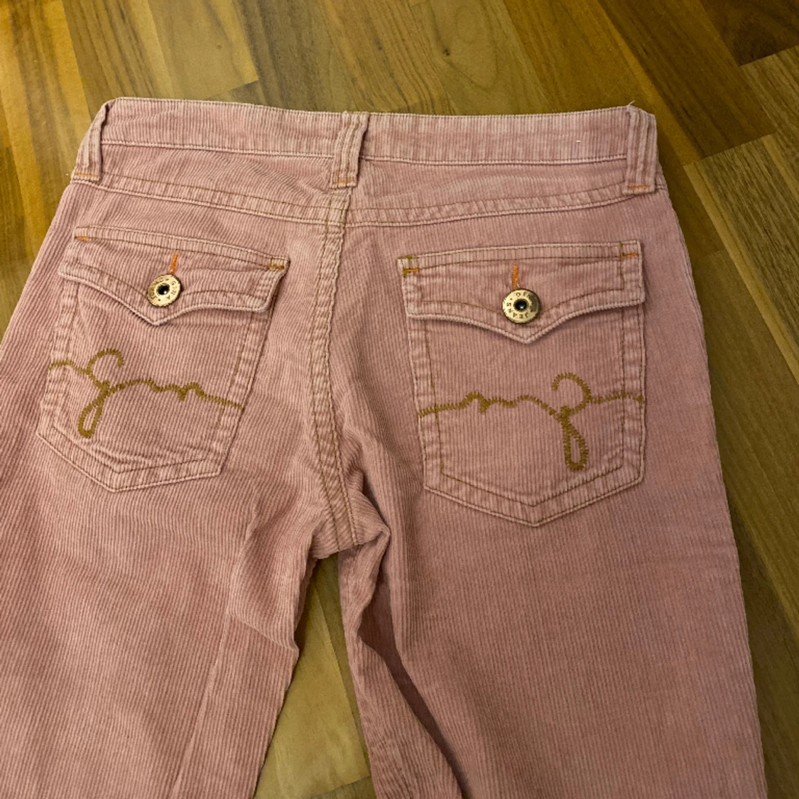 Rosa lågmidjade manchesterbyxor  - 91