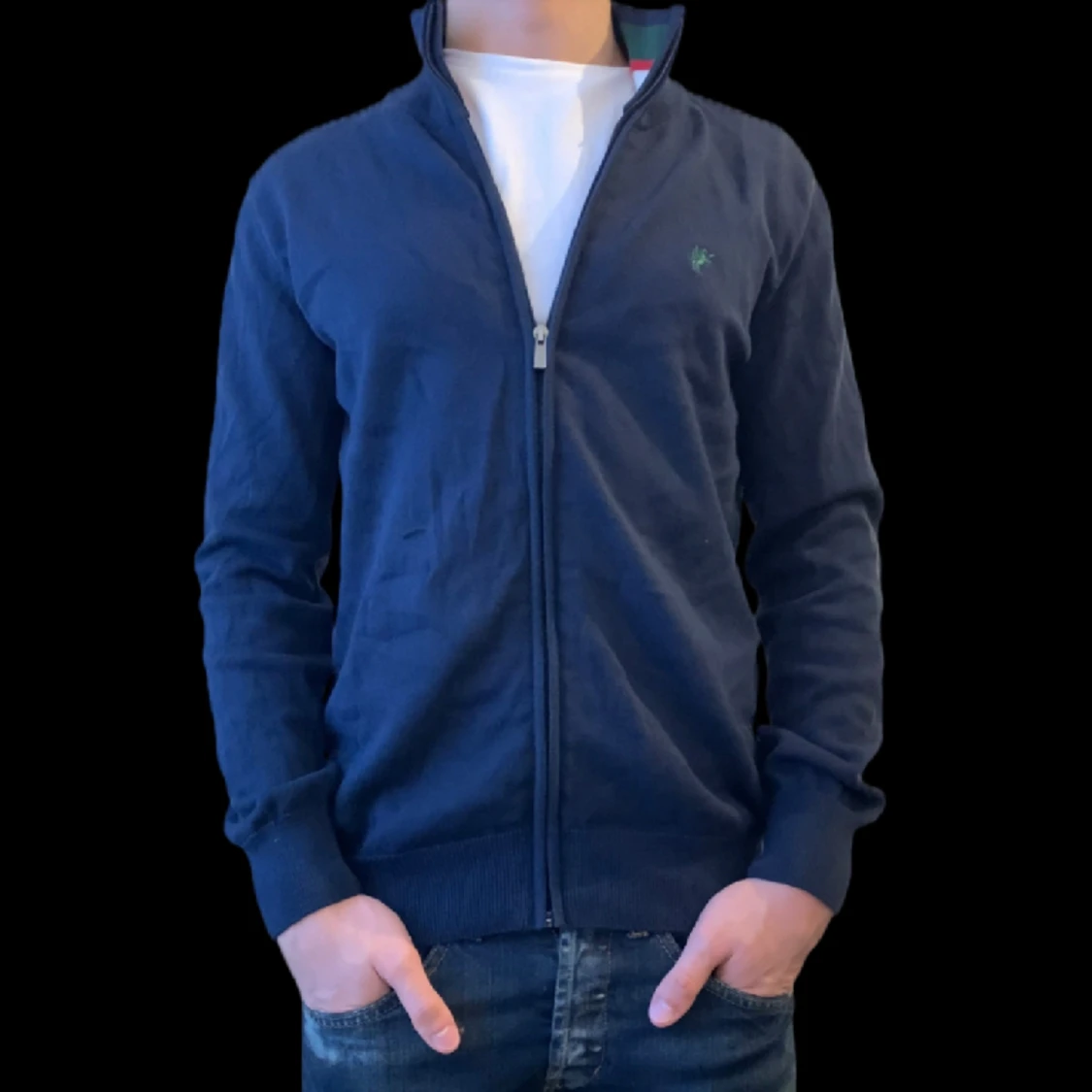 Denim culture cardigan