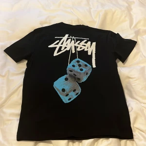 Stussy svart t-shirt - Stussy t-shirt, storlek M, aldrig använd så i väldigt bra skick. Säljer på grund av att den är för stor på mig. Pris kan diskuteras