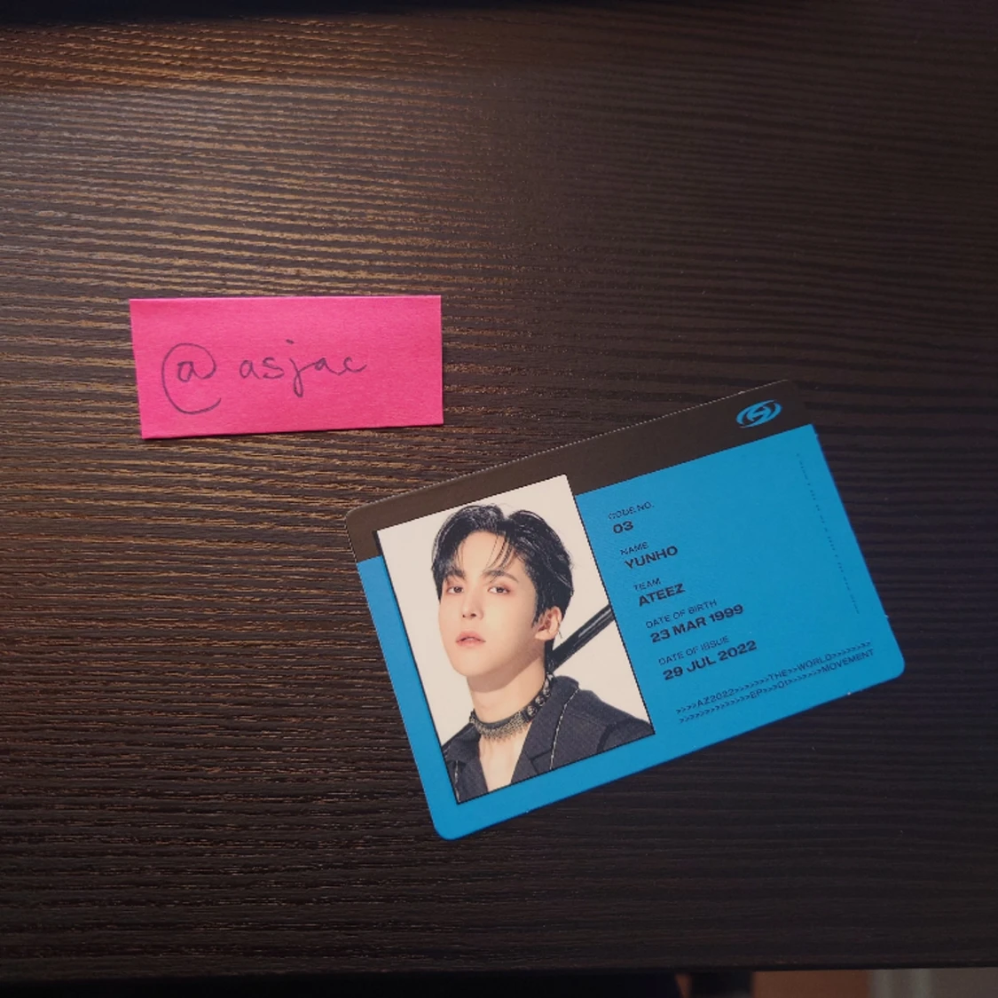 ATEEZ YUNHO The World ep.1 Movement ID photocard