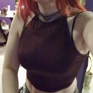 Min top  - En mörk lila /vin röd min top med gliter runt halsen alla stenarna är kvar på hals kragen selan använd två kapar baktill up till 