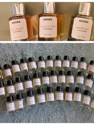 Splittar Essnce och Adora ✨️ - Just nu fri frakt ✨️Splittar mina Essnce- och Adoraparfymer i glasdekanter med spray ✨️Säljer ej hela flaskan✨️2 ml-25 kr,3 ml-35 kr,5 ml-55 kr✨️Se listor bland bilderna vilka som finns,tryck på bilderna för att se all text ✨️Skriv vilka du önskar så lägger jag ut som ett nytt paket 